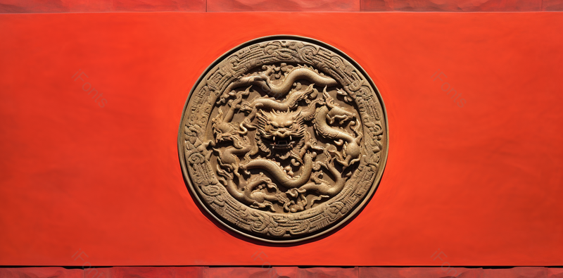 龙形图腾红色庄严的石雕红墙,高清,摄影图,摄影图片,图片大全,摄影图免费下载